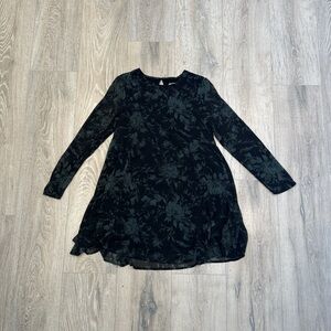 Urban Outfitters Floral Long Sleeve Mini Dress - Black and Green